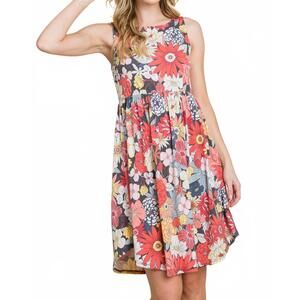 NEW EMERALD COLLECTION floral printed babydoll dress in coral